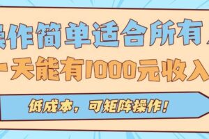 （15910期）操作简单适合所有人全自动挂机项目，一天能有1000元收入，低成本，可矩…