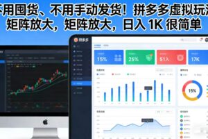 （17108期）不用囤货、不用手动发货！拼多多虚拟玩法，矩阵放大，日入 1K 很简单